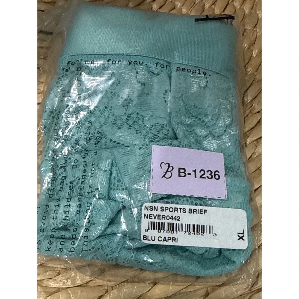 Cosabella Never Say Never Sports Brief Blu Capri Lace Underwear Size XL NEW